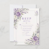 Carte de réponse de mariage à l'aquarelle lavande (Devant)
