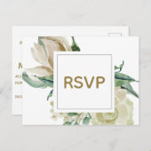 Carte de réponse de mariage à l'aquarelle Rose Bla (Devant / Derrière)