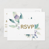 Carte de réponse de mariage à l'aquarelle Rose Ble (Devant / Derrière)