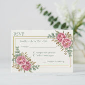 Carte de réponse de mariage à l'aquarelle rose blu (Debout devant)