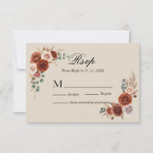 carte de réponse de mariage à l'aquarelle rose Ter