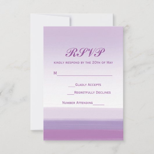 Carte de réponse de mariage à l'aquarelle violet l (Devant)