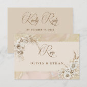 Carte de réponse de mariage à l'arche florale blan (Devant / Derrière)