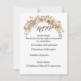 Carte de réponse de mariage à l'arche florale roma