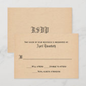 Carte de réponse de mariage à l'aspect parchemin a (Devant / Derrière)