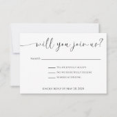 Carte de réponse de mariage à l'écriture élégante (Devant)