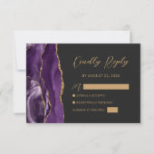 Carte de réponse de mariage à l'écriture en agate (Devant)