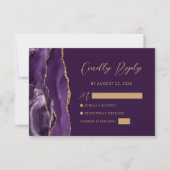 Carte de réponse de mariage à l'écriture en agate (Devant)