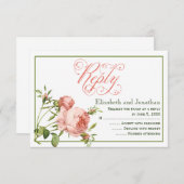 Carte de réponse de mariage à l'écriture Rose Chou (Devant / Derrière)