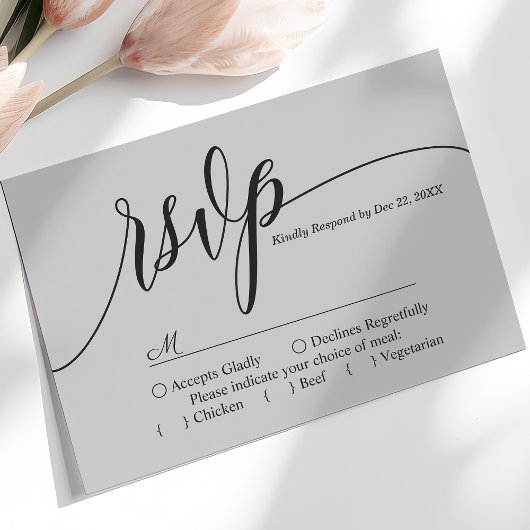 Carte de réponse de mariage à l'écriture simple gr