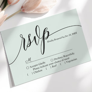 Carte de réponse de mariage à l'écriture simple pa