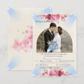 Carte de réponse de mariage à l'église Rose Blush (Devant / Derrière)