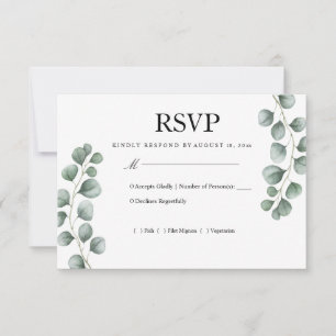 Carte de réponse de mariage à l'eucalyptus verdoya