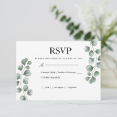 Carte de réponse de mariage à l'eucalyptus verdoya (Debout devant)