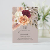 Carte de réponse de mariage à l'herbe des Pampas (Debout devant)