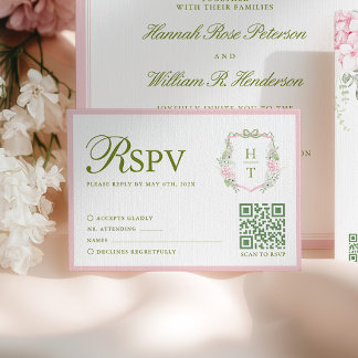 Carte de réponse de mariage à l'hortensia rose