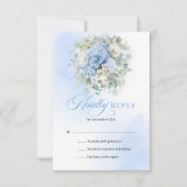 Carte de réponse de mariage à l'hydrangea bleu rom (Devant)