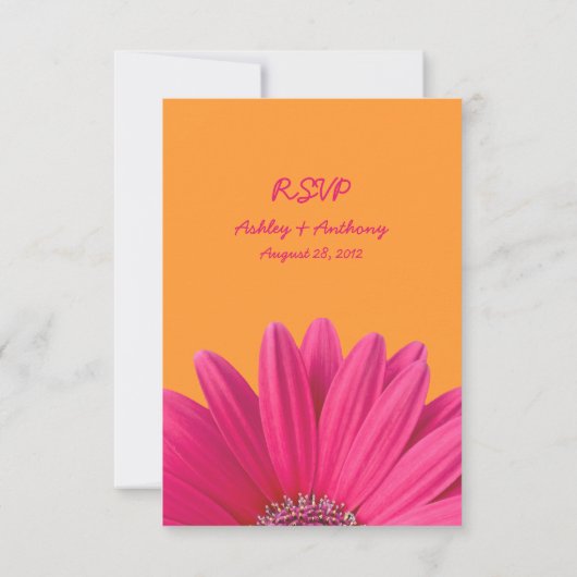 Carte de réponse de mariage à l'orange avec gerber (Dos)