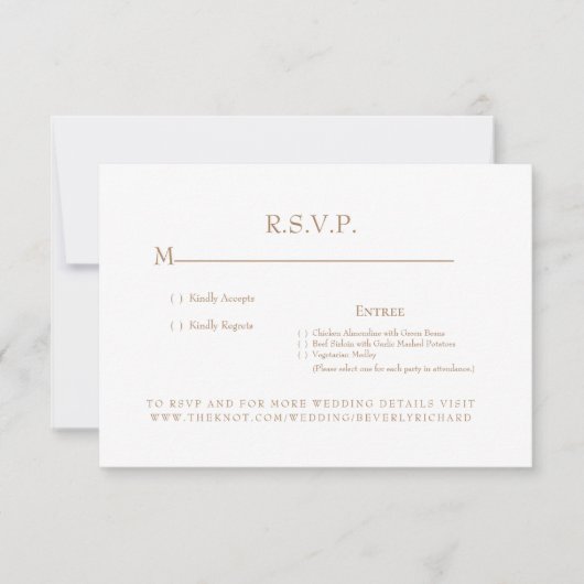 Carte de réponse de mariage à monogramme blanc et (Devant)