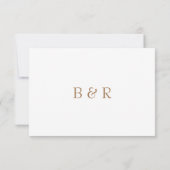 Carte de réponse de mariage à monogramme blanc et (Dos)