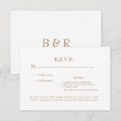 Carte de réponse de mariage à monogramme blanc et (Devant / Derrière)
