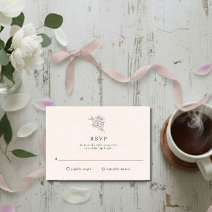 Carte de réponse de mariage à monogramme botanique
