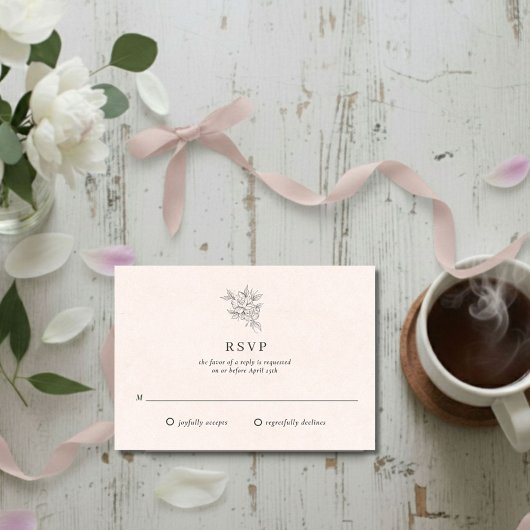 Carte de réponse de mariage à monogramme botanique