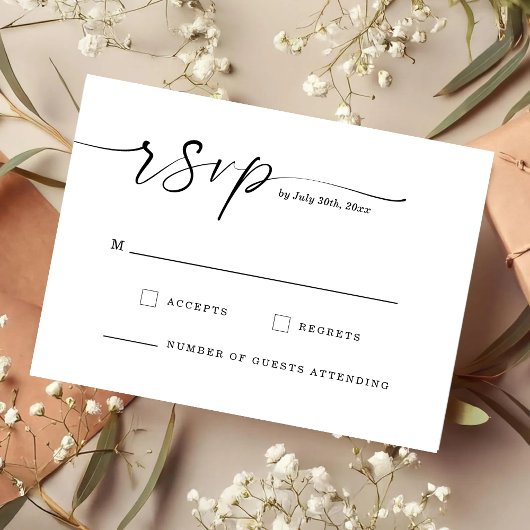 Carte de réponse de mariage à monogramme Chic Scri