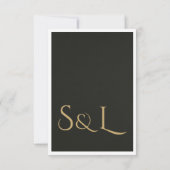 Carte de réponse de mariage à monogramme Dark Luxe (Dos)