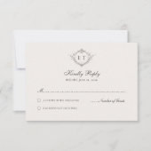 Carte de réponse de mariage à monogramme de campag (Devant)