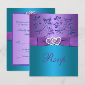 Carte de réponse de mariage à monogramme de cœurs (Devant / Derrière)