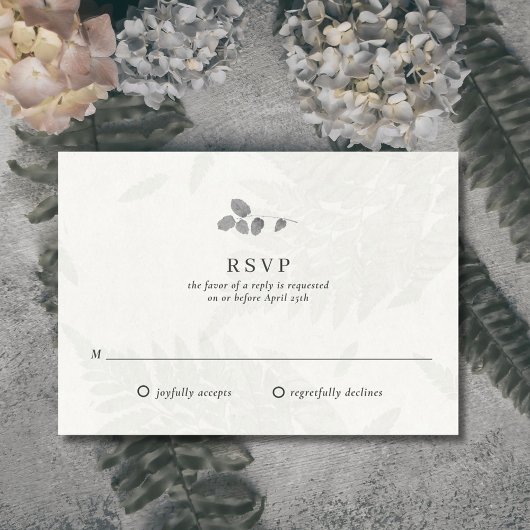 Carte de réponse de mariage à monogramme de feuill