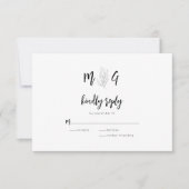 Carte de réponse de mariage à monogramme de script (Devant)