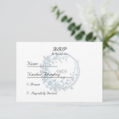 Carte de réponse de mariage à monogramme floral él (Debout devant)