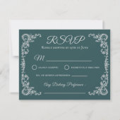 Carte de réponse de mariage à monogramme floral vi (Devant)