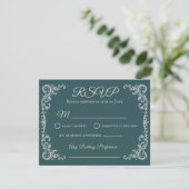 Carte de réponse de mariage à monogramme floral vi (Debout devant)