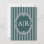 Carte de réponse de mariage à monogramme floral vi (Dos)