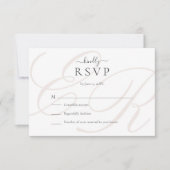 Carte de réponse de mariage à monogramme minimalis (Devant)