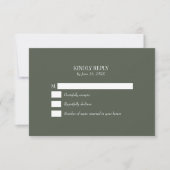 Carte de réponse de mariage à monogramme olive fon (Devant)