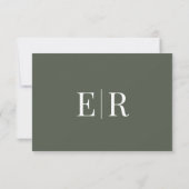 Carte de réponse de mariage à monogramme olive fon (Dos)