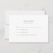 Carte de réponse de mariage à monogramme olive fon (Devant)