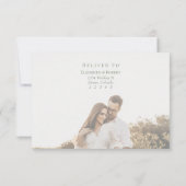 Carte de réponse de mariage à monogramme olive fon (Dos)