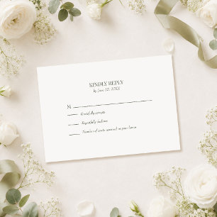 Carte de réponse de mariage à monogramme olive fon