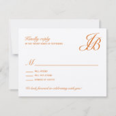 Carte de réponse de mariage à monogramme script (O (Devant)