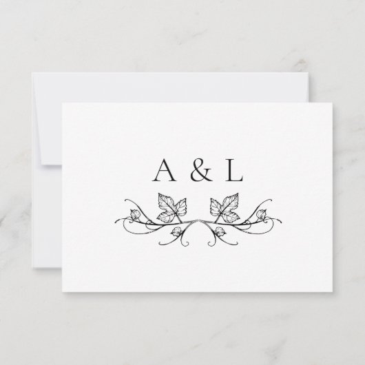 Carte de réponse de mariage à monogramme simple él (Dos)