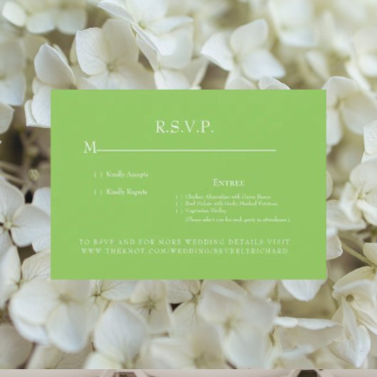 Carte de réponse de mariage à monogramme vert citr