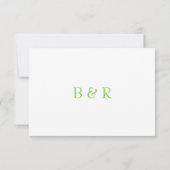 Carte de réponse de mariage à monogramme vert citr (Dos)