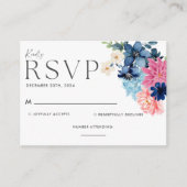 Carte de réponse de mariage à motif floral aquarel (Devant)