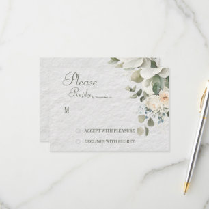 Carte de réponse de mariage à motif floral élégant