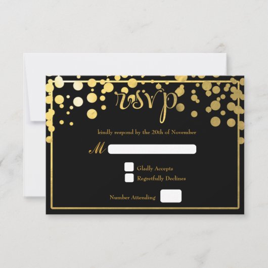 Carte de réponse de mariage à points de confettis (Devant)